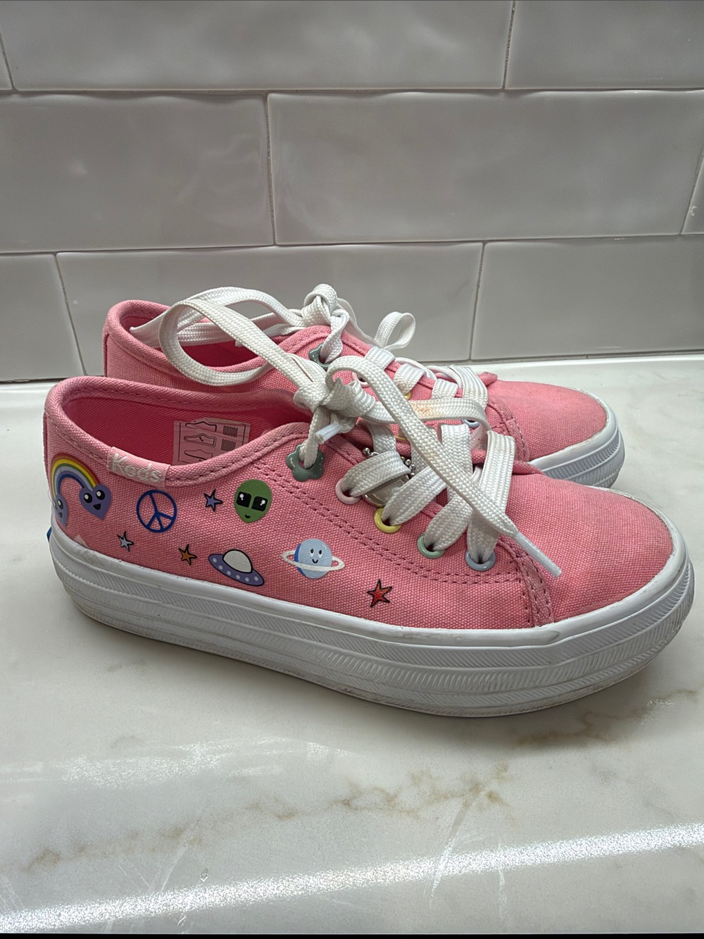 Keds Kids Pink Canvas platform sneaker